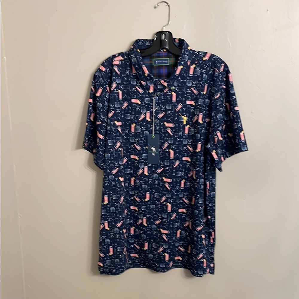 William Murray Golf Blue and Pink Casual Button Down Shirt